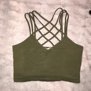 Olive green strapy crop top